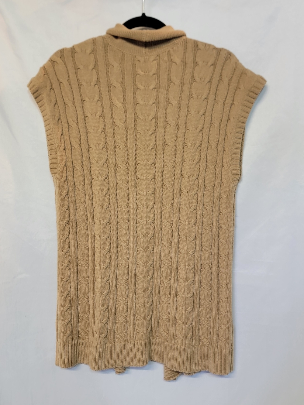 Chaps Cable Knit Sleeveless Cardigan Vest - Camel Size Large - Picture 2 of 8